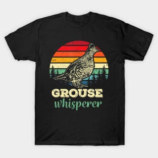 Retro Ruffed Grouse Whisperer Bird Hunting Birding Gift T-Shirt